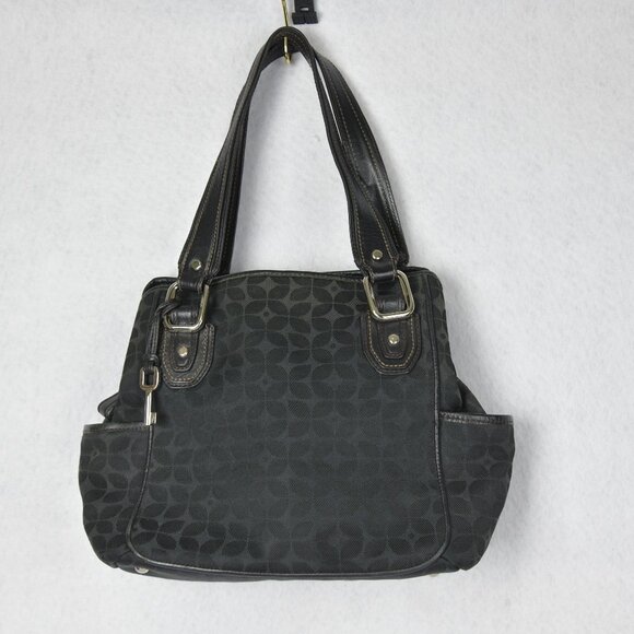 Fossil Handbags - Vintage FOSSIL Blackburn Signature Black Canvas & Leather Shoulder Bag